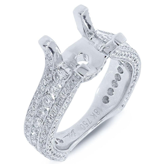 18k White Gold Diamond Semi-mount Ring - 1.90ct