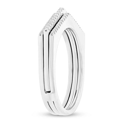 14k White Gold Diamond Puzzle Ring 2-pc - 0.21ct
