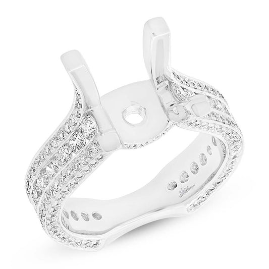 18k White Gold Diamond Semi-mount Ring Size 5.25 - 1.66ct