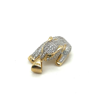 Yellow Gold Panther Look Pendant With White Sapphire