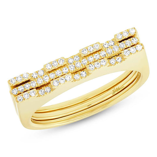 14k Yellow Gold Diamond Puzzle Ring 2-pc - 0.22ct