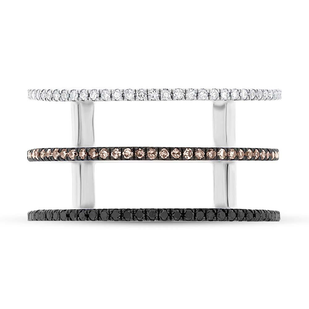 14k White Gold White, Black & Champagne Diamond Lady's Ring - 0.28ct