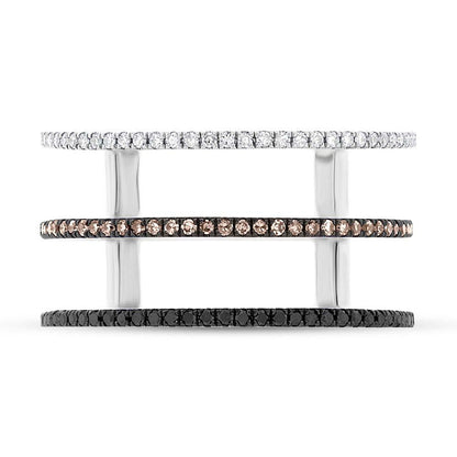 14k White Gold White, Black & Champagne Diamond Lady's Ring - 0.28ct