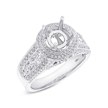 18k White Gold Diamond Semi-mount Ring Size 6.5 - 1.50ct