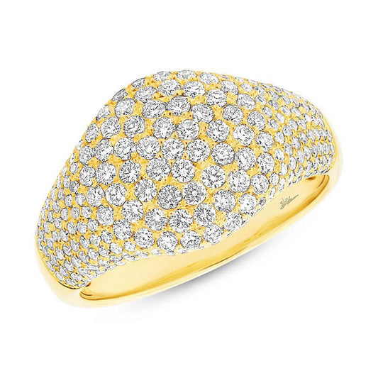14k Yellow Gold Diamond Pave Lady's Ring - 1.29ct