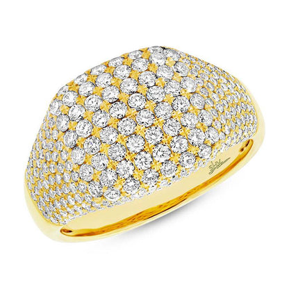 14k Yellow Gold Diamond Pave Lady's Ring - 1.32ct
