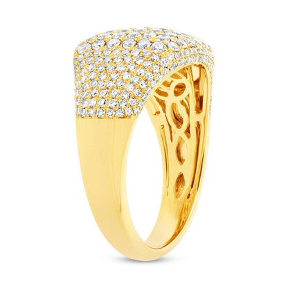 14k Yellow Gold Diamond Pave Lady's Ring - 1.32ct