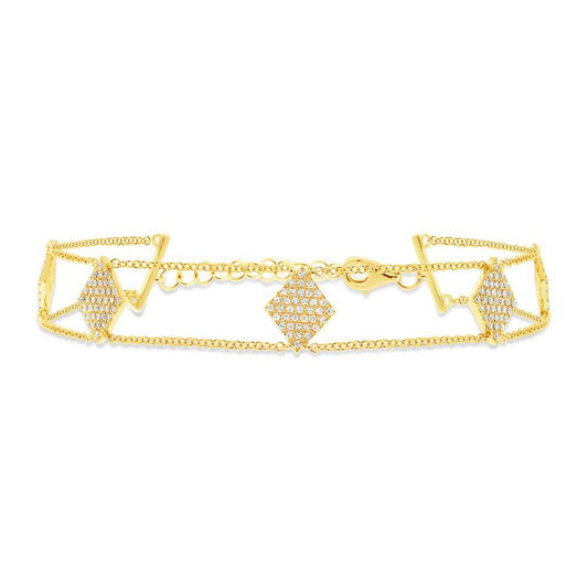 14k Yellow Gold Diamond Pave Lady's Bracelet - 0.41ct
