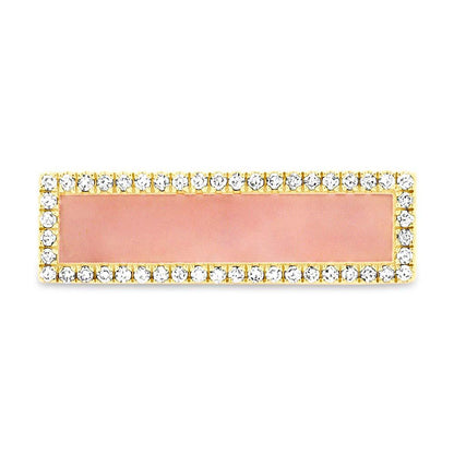 Diamond & 0.80ct Pink Opal 14k Yellow Gold Lady's Ring - 0.15ct