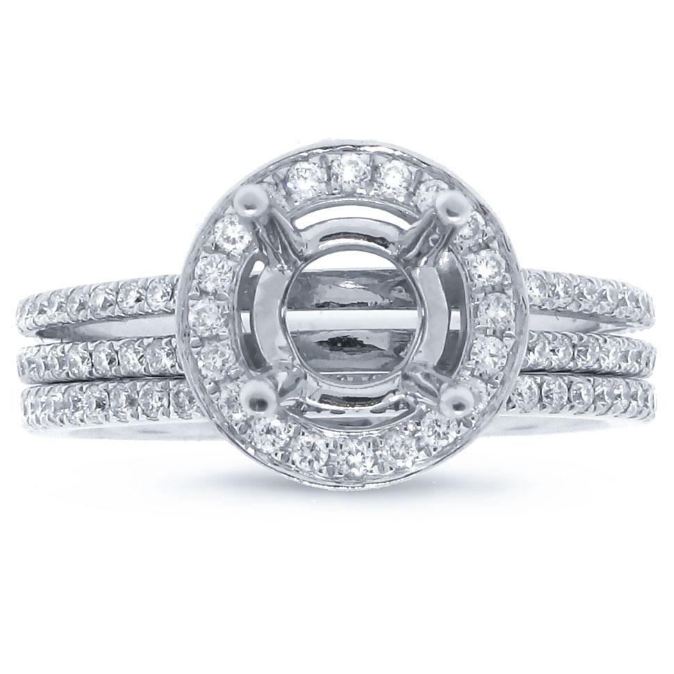 18k White Gold Diamond Semi-mount Ring 2-pc - 1.00ct