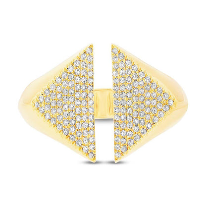 14k Yellow Gold Diamond Pave Lady's Ring - 0.33ct