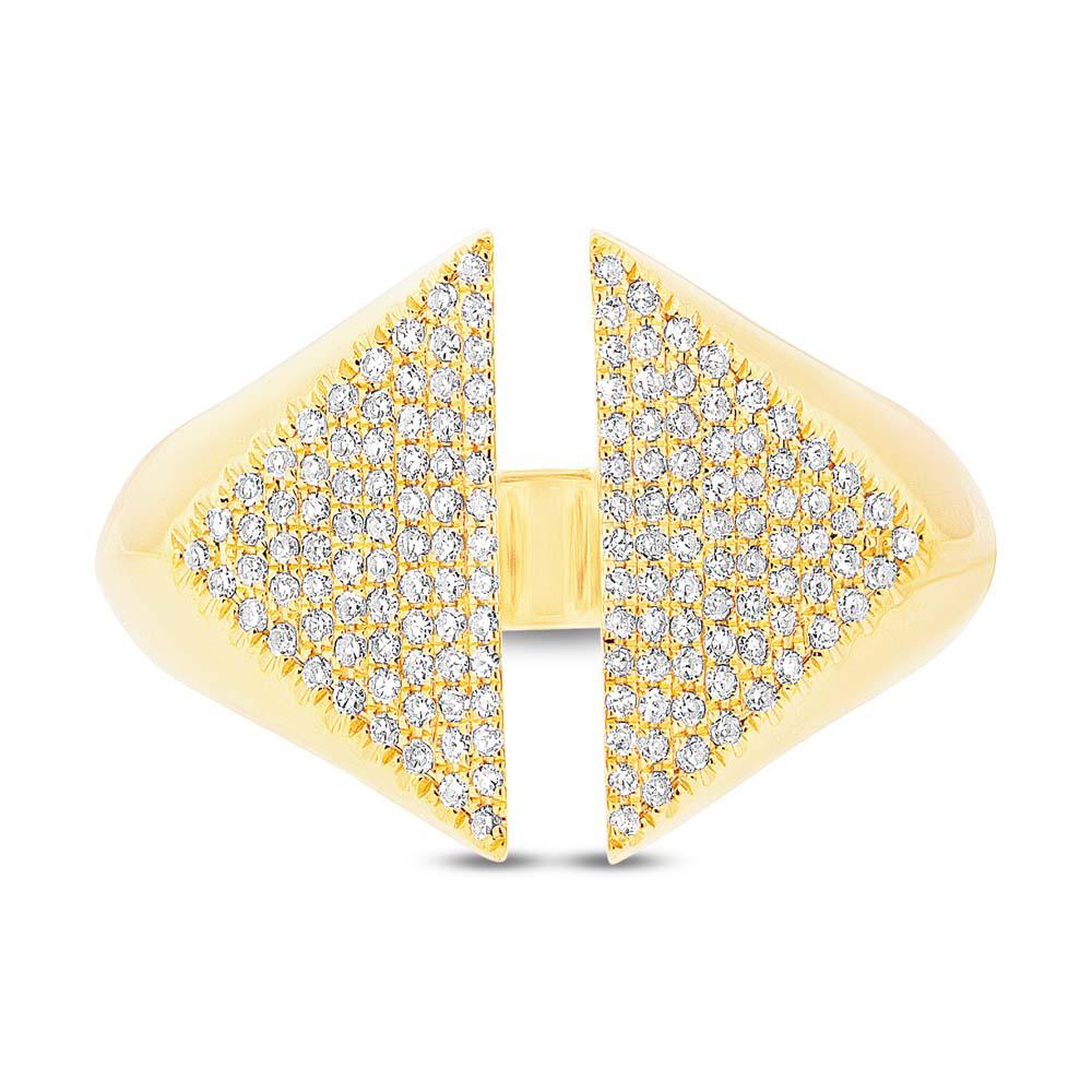 14k Yellow Gold Diamond Pave Lady's Ring - 0.33ct