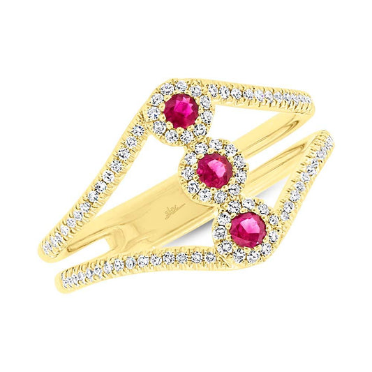 Diamond & 0.18ct Ruby 14k Yellow Gold Lady's Ring
