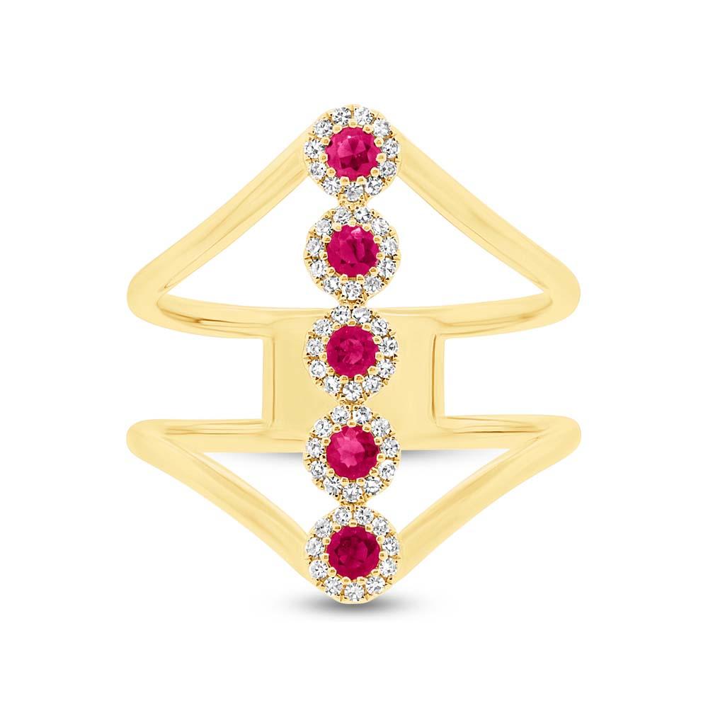 Diamond & 0.26ct Ruby 14k Yellow Gold Lady's Ring