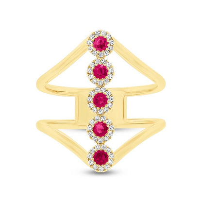 Diamond & 0.26ct Ruby 14k Yellow Gold Lady's Ring