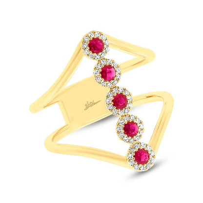 Diamond & 0.26ct Ruby 14k Yellow Gold Lady's Ring