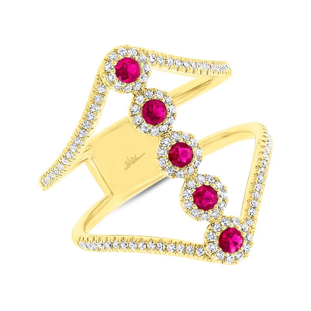 Diamond & 0.26ct Ruby 14k Yellow Gold Lady's Ring