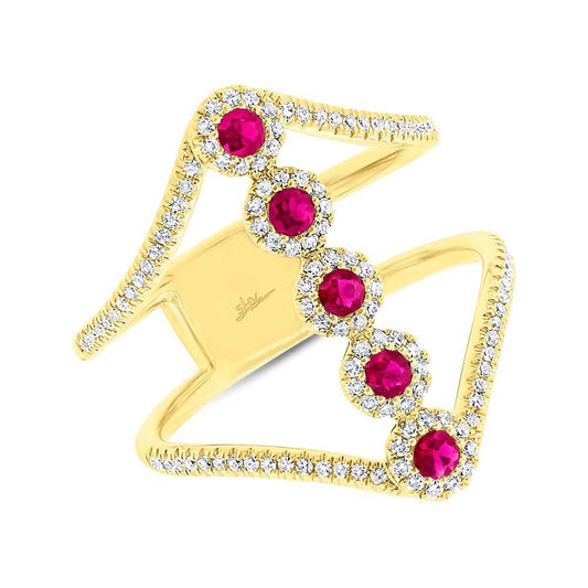 Diamond & 0.26ct Ruby 14k Yellow Gold Lady's Ring