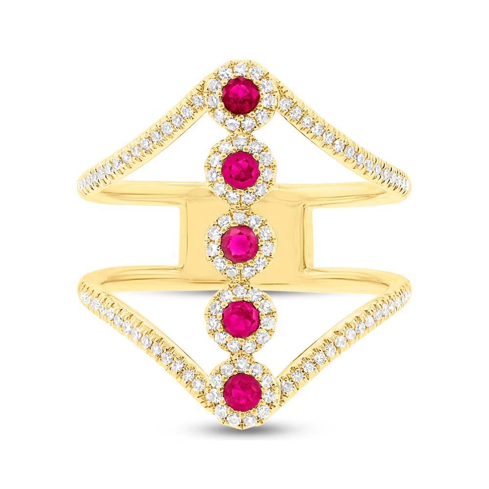 Diamond & 0.26ct Ruby 14k Yellow Gold Lady's Ring