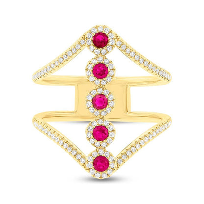 Diamond & 0.26ct Ruby 14k Yellow Gold Lady's Ring
