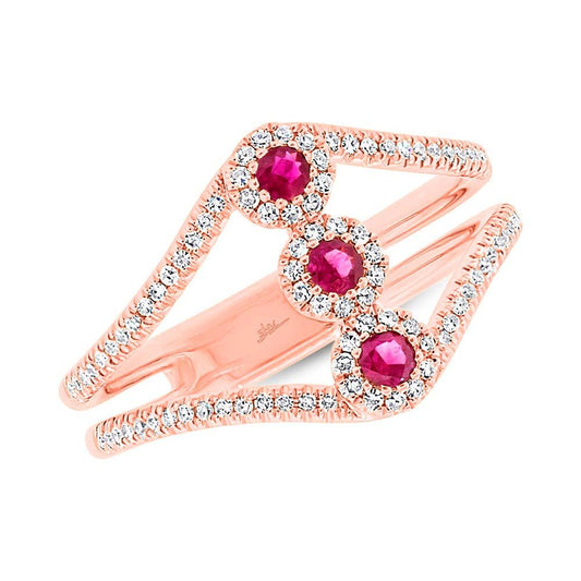 Diamond & 0.18ct Ruby 14k Rose Gold Lady's Ring
