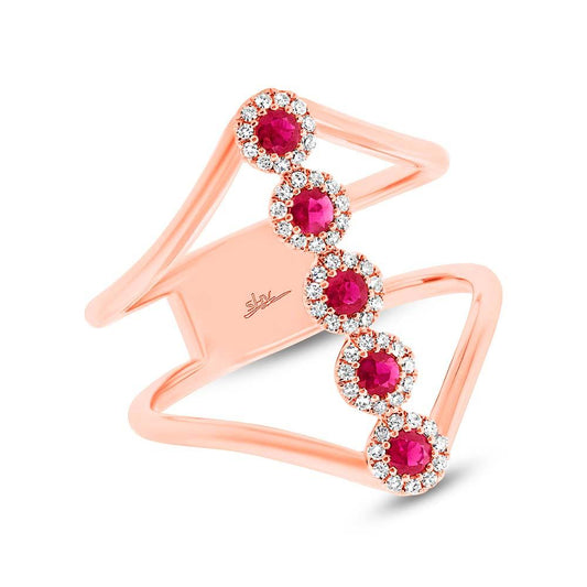 Diamond & 0.26ct Ruby 14k Rose Gold Lady's Ring