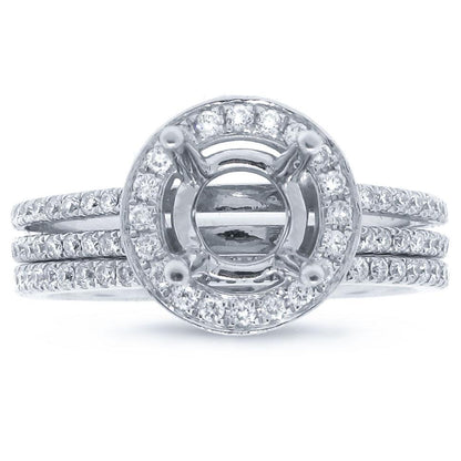 18k White Gold Diamond Semi-mount Ring 2-pc Size 7.25 - 1.00ct