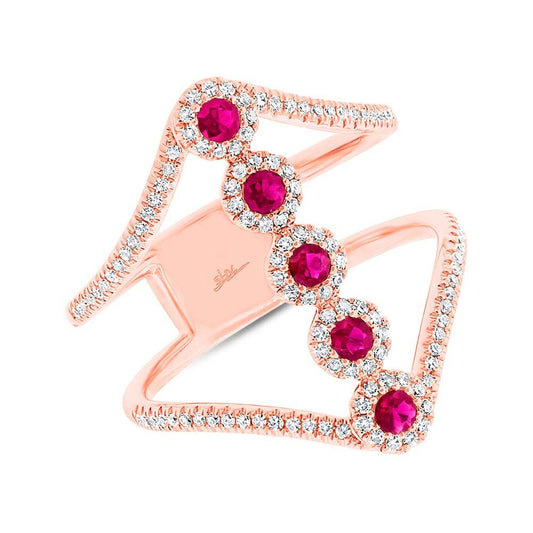 Diamond & 0.26ct Ruby 14k Rose Gold Lady's Ring