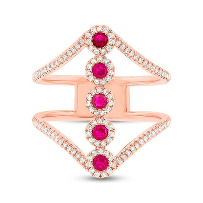 Diamond & 0.26ct Ruby 14k Rose Gold Lady's Ring