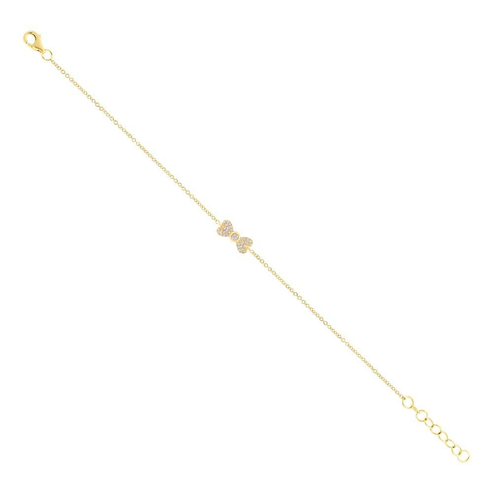 14k Yellow Gold Diamond Bow Bracelet - 0.11ct