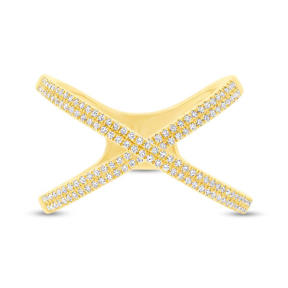 14k Yellow Gold Diamond Lady's X Ring - 0.32ct