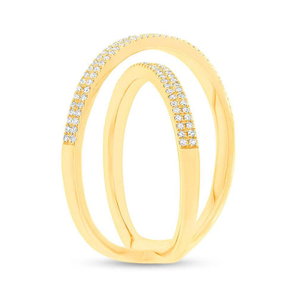 14k Yellow Gold Diamond Lady's X Ring - 0.32ct