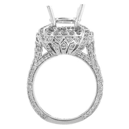 18k White Gold Diamond Semi-mount Ring Size 4.75 - 1.70ct