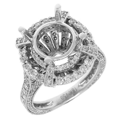 18k White Gold Diamond Semi-mount Ring Size 4.75 - 1.70ct