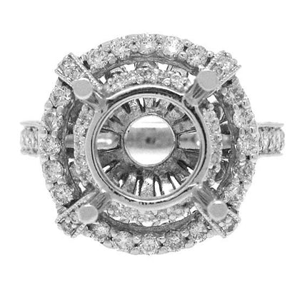 18k White Gold Diamond Semi-mount Ring Size 4.75 - 1.70ct