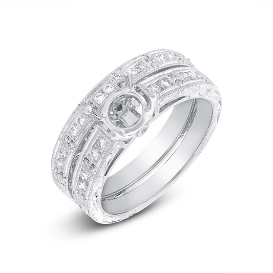 18k White Gold Diamond Semi-mount Ring 2-pc - 0.40ct
