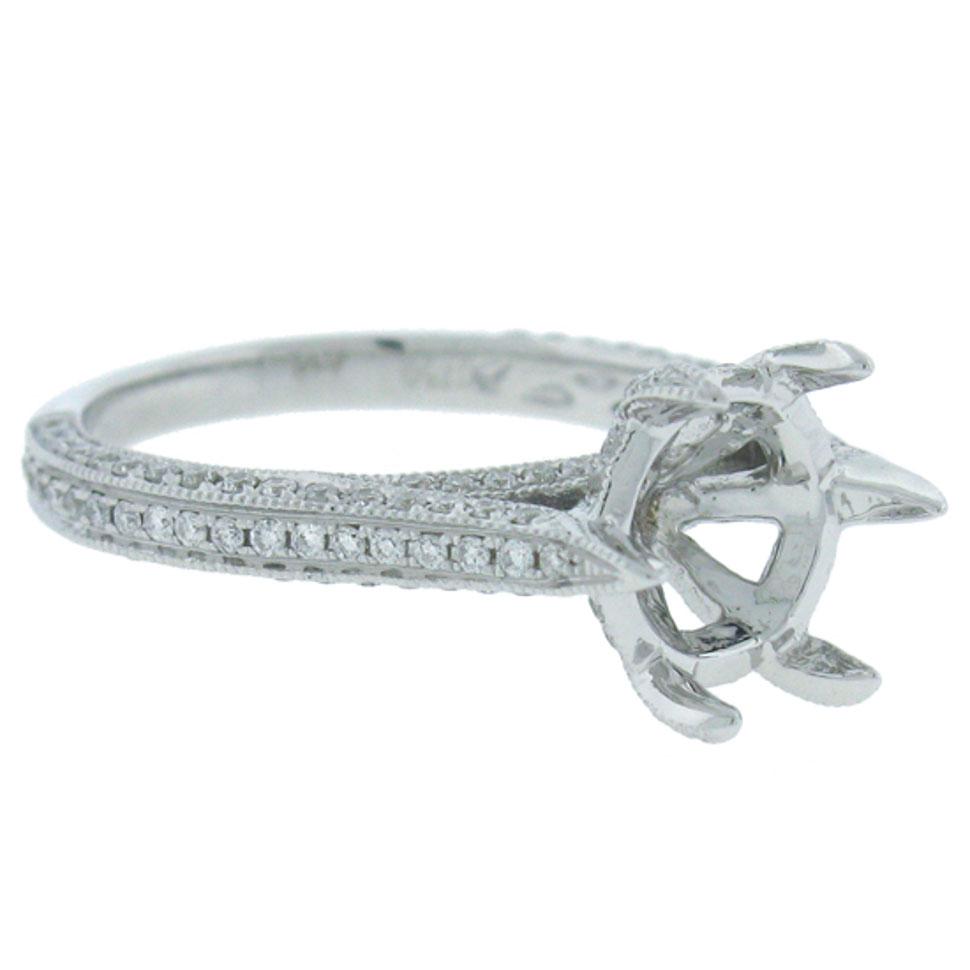 18k White Gold Diamond Semi-mount Ring - 0.58ct