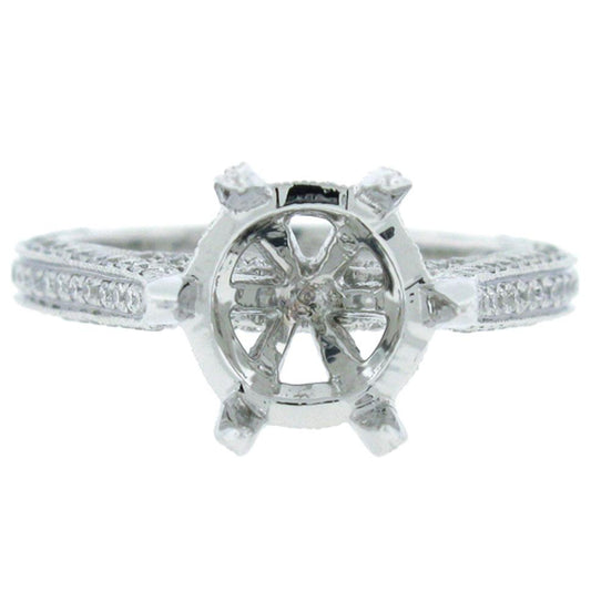 18k White Gold Diamond Semi-mount Ring - 0.58ct