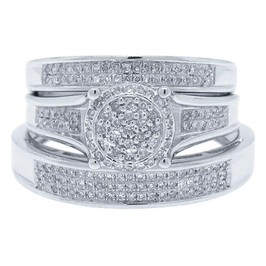 14k White Gold Diamond Trio Set Pave - 0.40ct