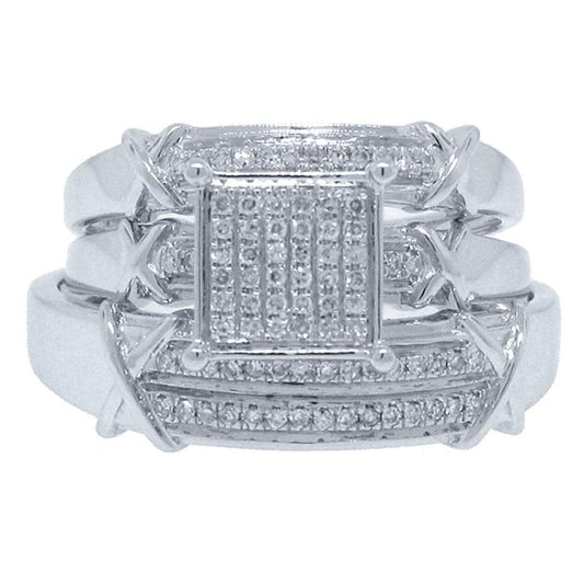 14k White Gold Diamond Trio Set Pave - 0.21ct