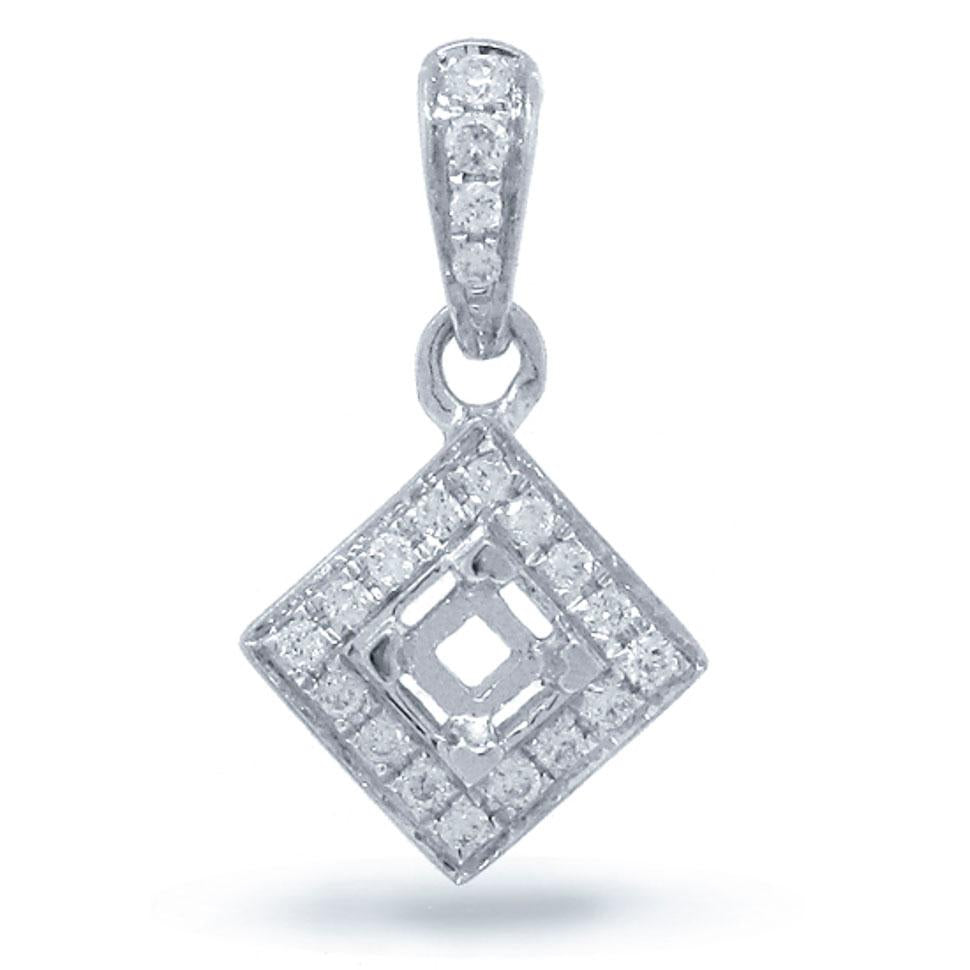 14k White Gold Diamond Semi-mount Pendant - 0.06ct