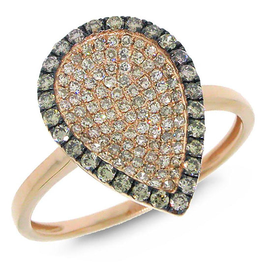 14k Rose Gold White & Champagne Diamond Ring - 0.50ct