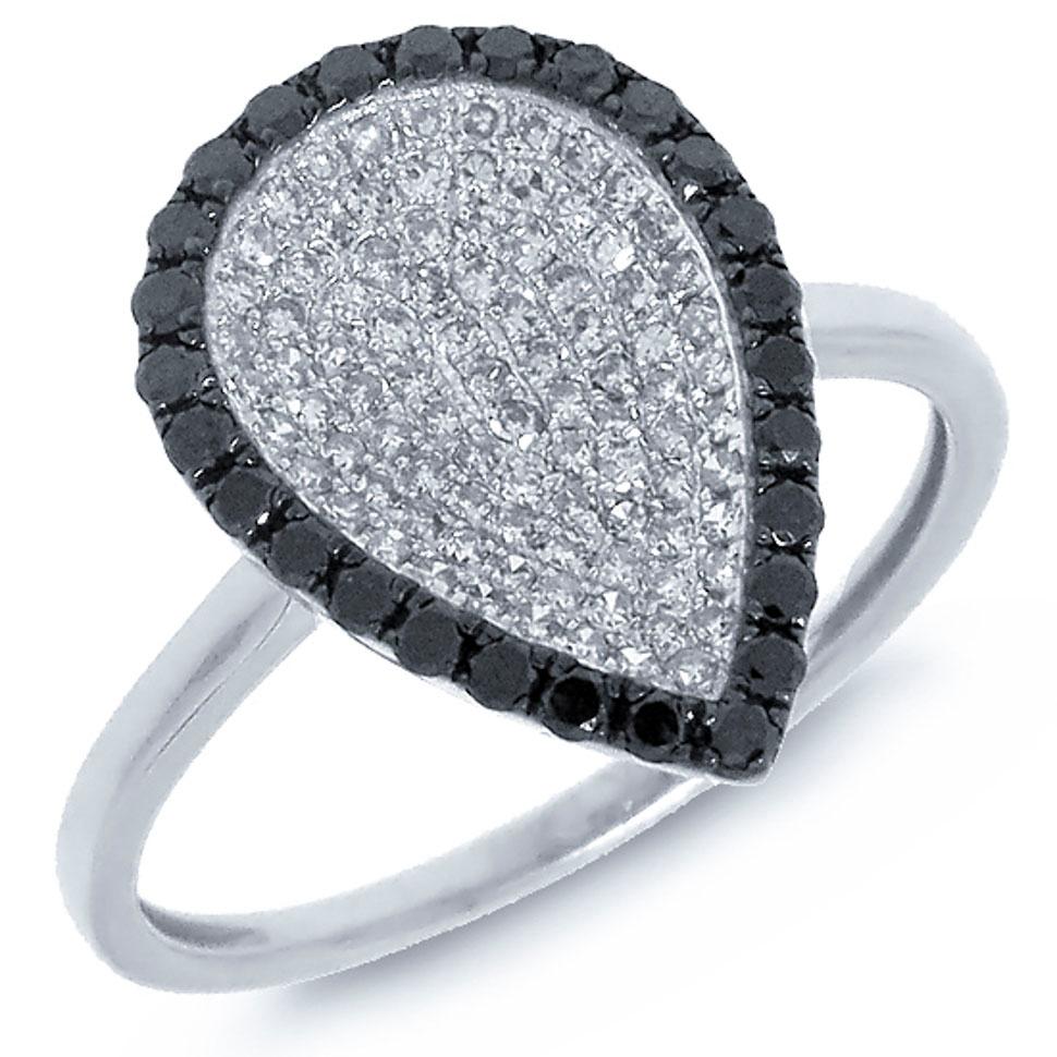 14k White Gold Black & White Diamond Ring - 0.50ct