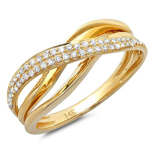 14k Yellow Gold Diamond Bridge Ring - 0.22ct