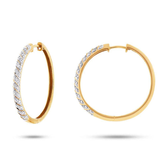 14k Yellow Gold Diamond Hoop Earring - 0.50ct