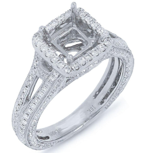 18k White Gold Diamond Semi-mount Ring - 1.00ct