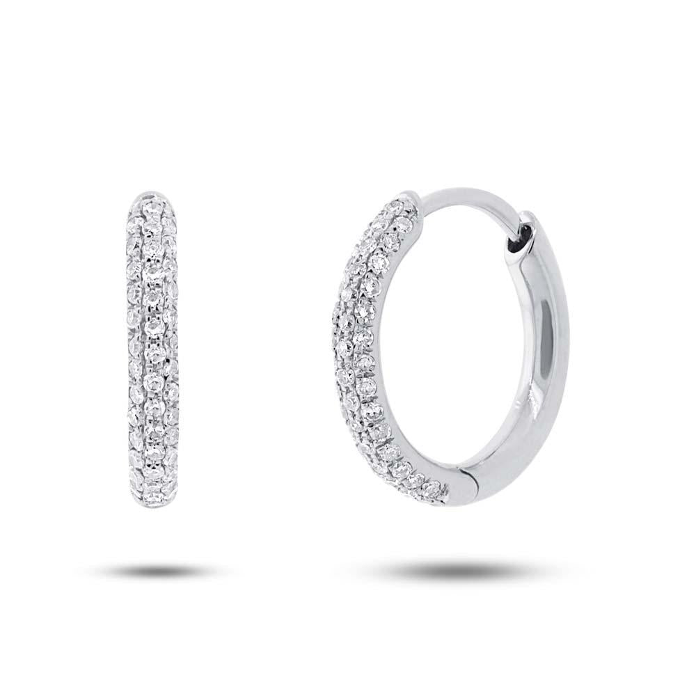 14k White Gold Diamond Huggie Earring