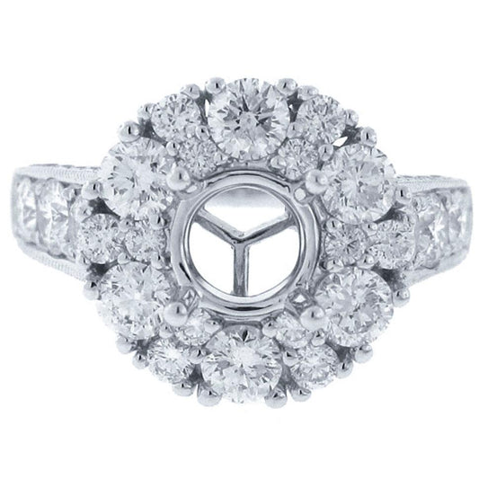 18k White Gold Diamond Semi-mount Ring - 2.50ct