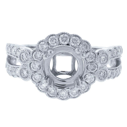 18k White Gold Diamond Semi-mount Ring - 0.75ct