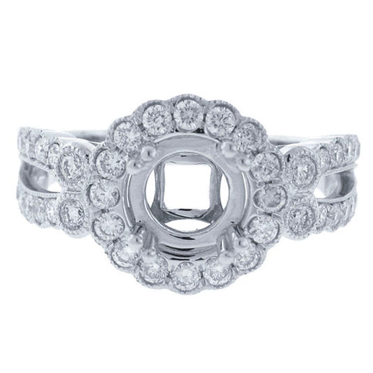 18k White Gold Diamond Semi-mount Ring - 0.75ct